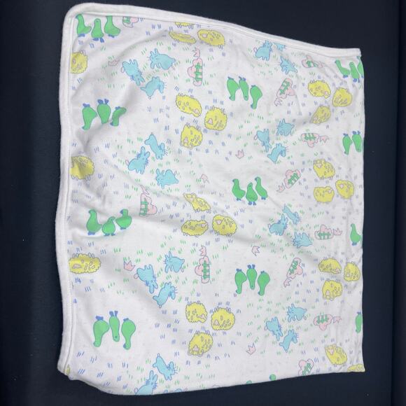 Creme de la Creme Cotton Baby Receiving Blanket Farm Animal Print Lovey - Picture 1 of 6